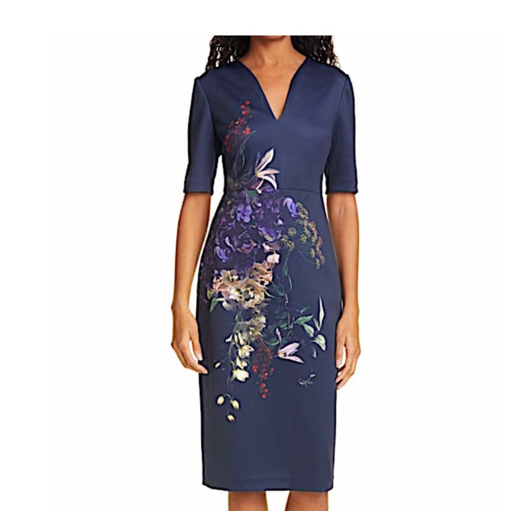 Ted Baker London Floral Sheath Dress Cocktail Size 1 NWT